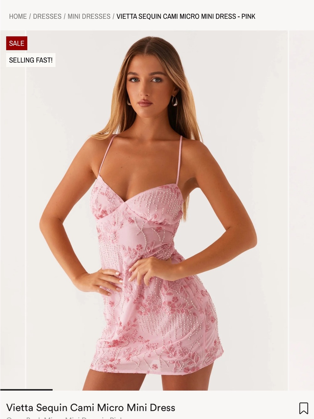 Peppermayo Vietta Sequin Cami Micro Mini Dress - Pink
